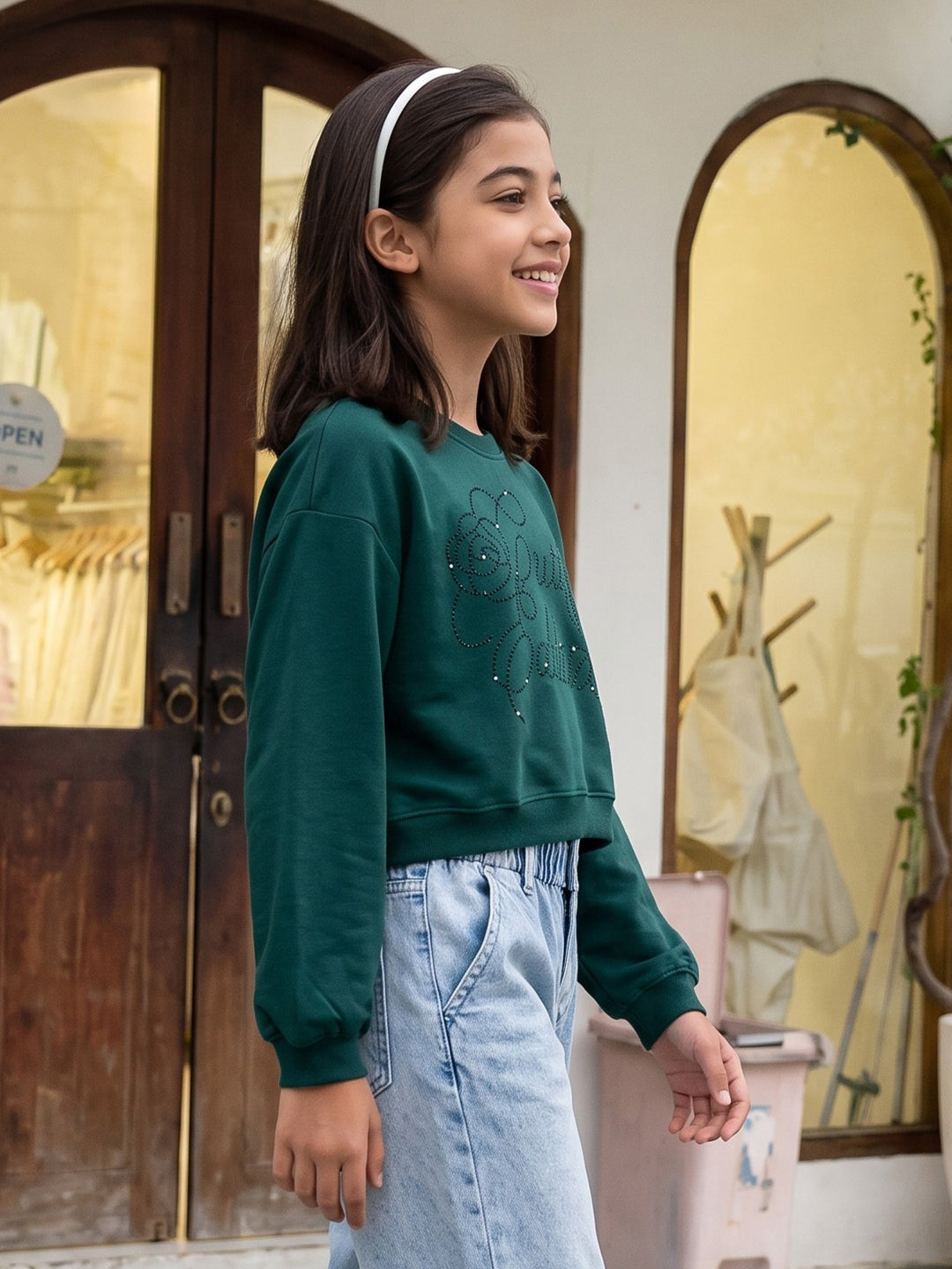 Lil Tomatoes Girls Cotton Looper Boxy Sweatshirt