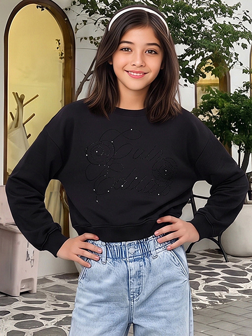 Lil Tomatoes Girls Cotton Looper Boxy Sweatshirt