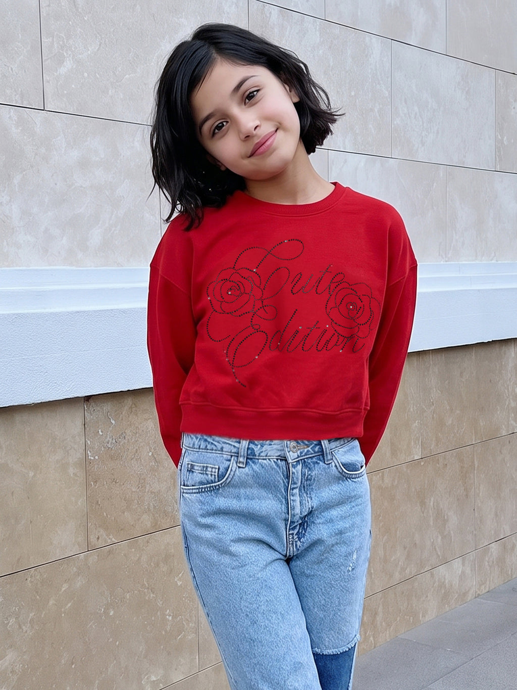 Lil Tomatoes Girls Cotton Looper Boxy Sweatshirt