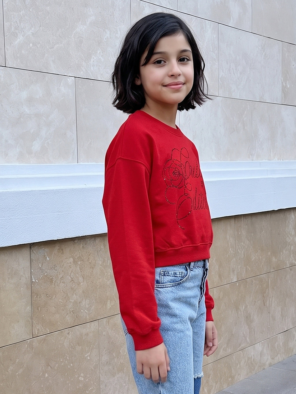 Lil Tomatoes Girls Cotton Looper Boxy Sweatshirt