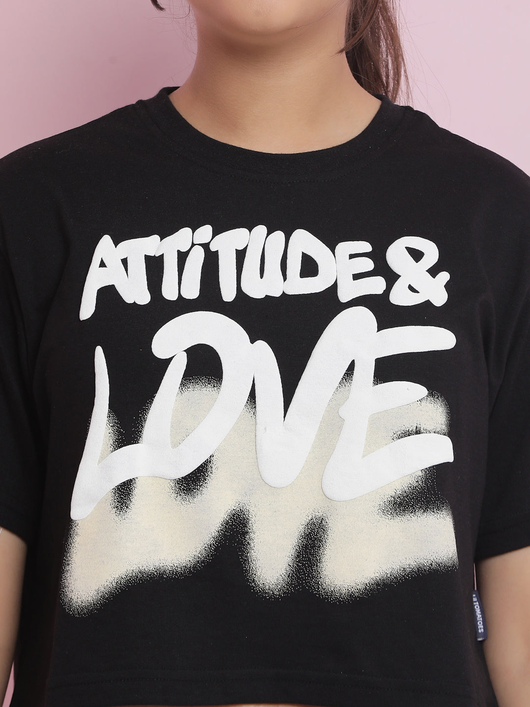 Lil Tomatoes Girls Cotton Crop Top-Black