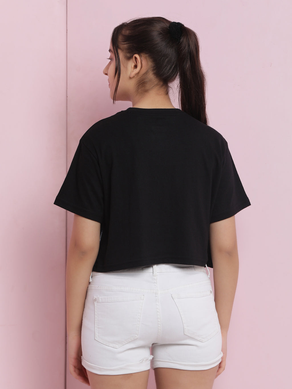 Lil Tomatoes Girls Cotton Crop Top-Black