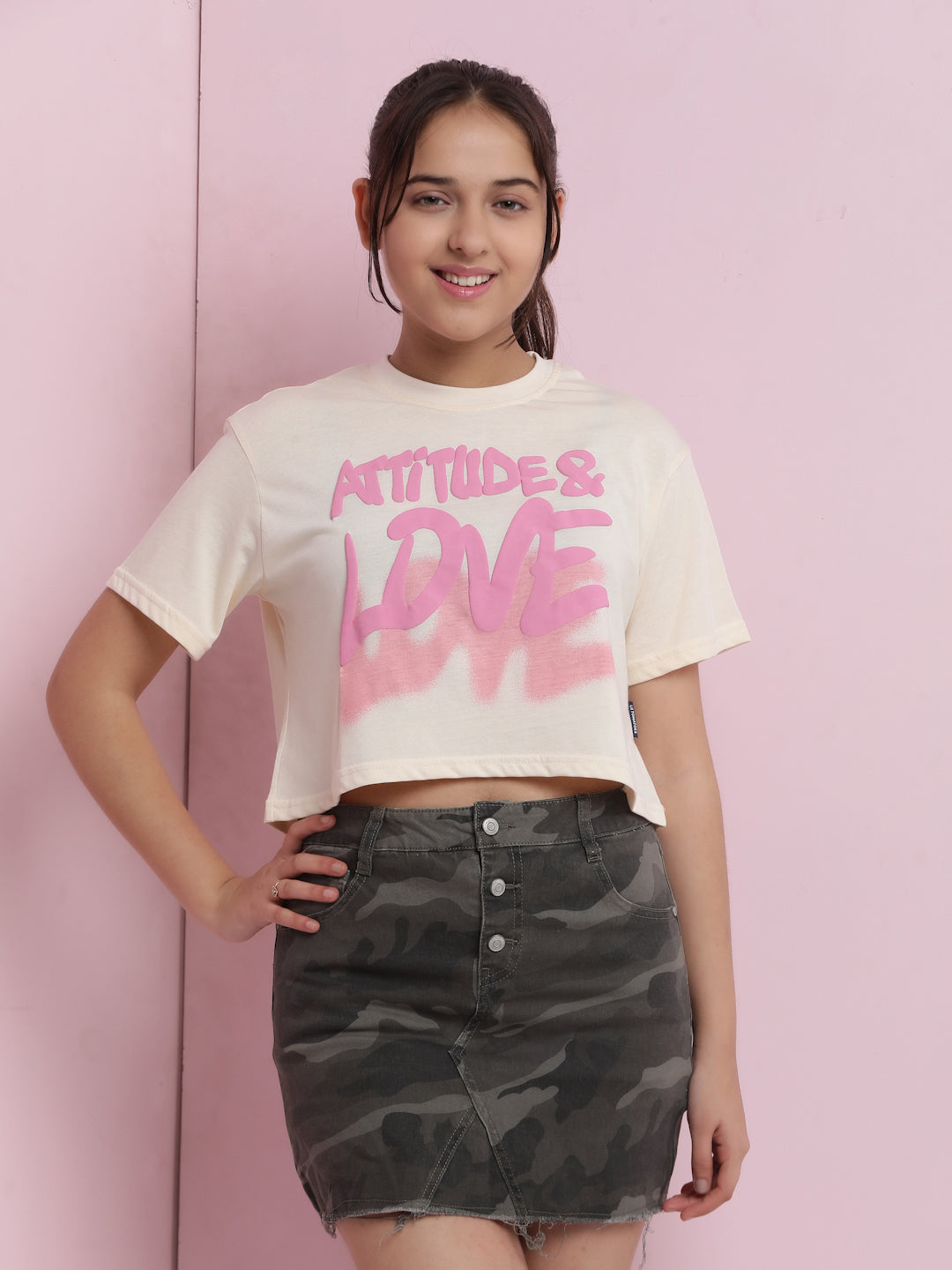 Lil Tomatoes Girls Cotton Crop Top-Cream