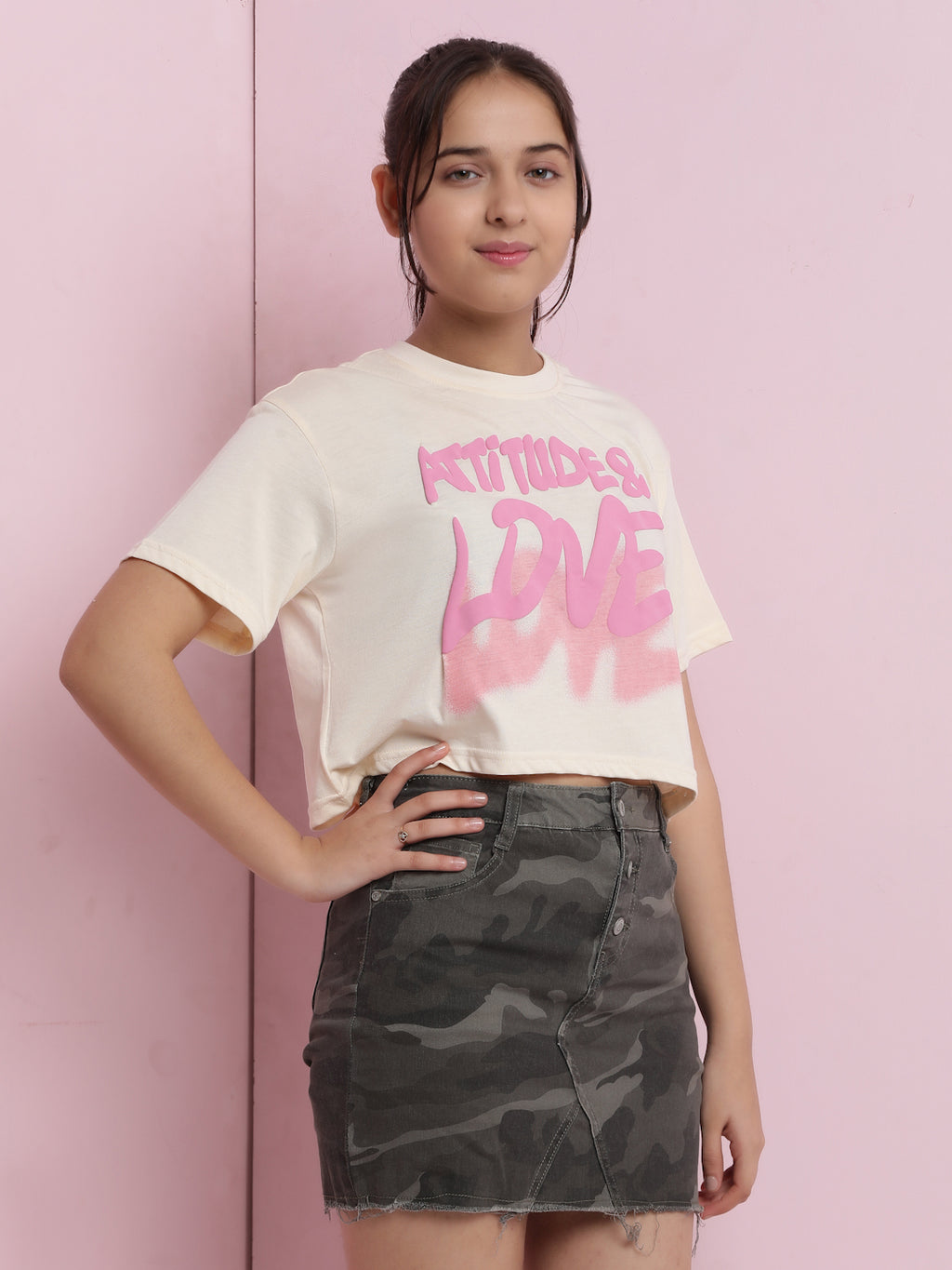Lil Tomatoes Girls Cotton Crop Top-Cream