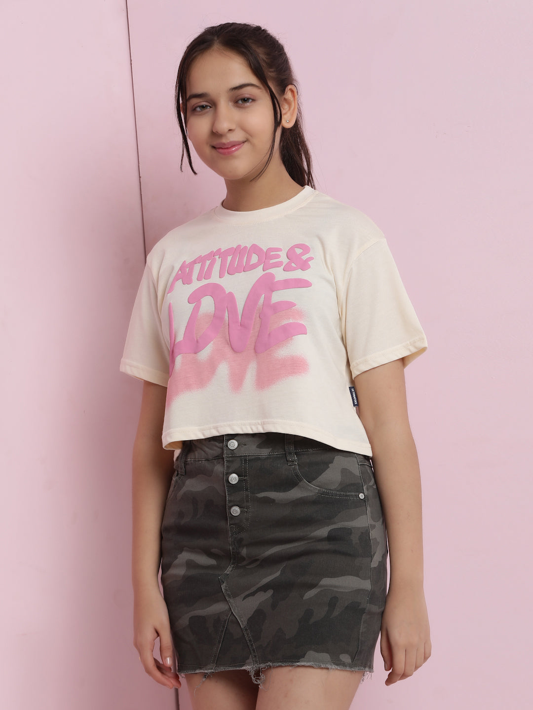 Lil Tomatoes Girls Cotton Crop Top-Cream