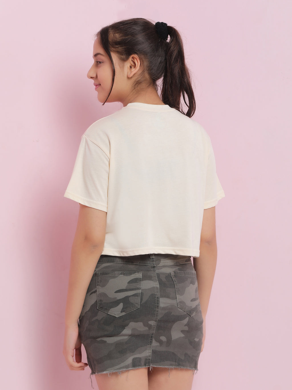 Lil Tomatoes Girls Cotton Crop Top-Cream
