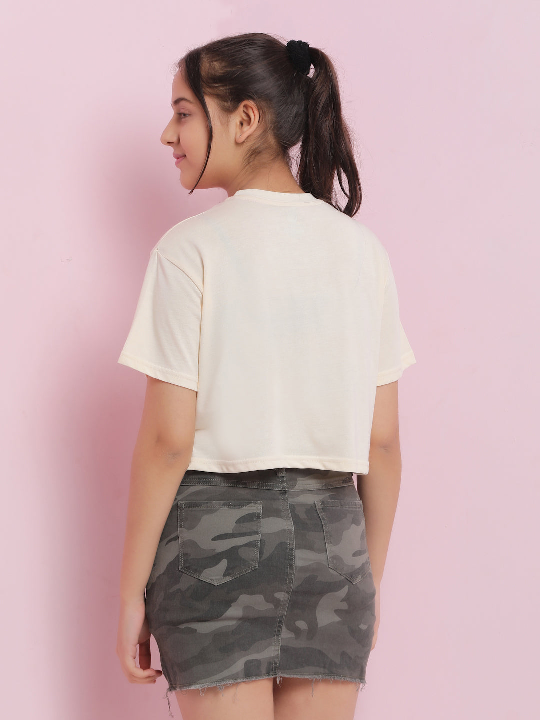 Lil Tomatoes Girls Cotton Crop Top-Cream