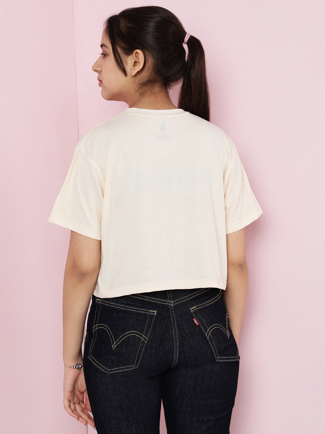 Lil Tomatoes Girls Cotton Crop Top- CREAM