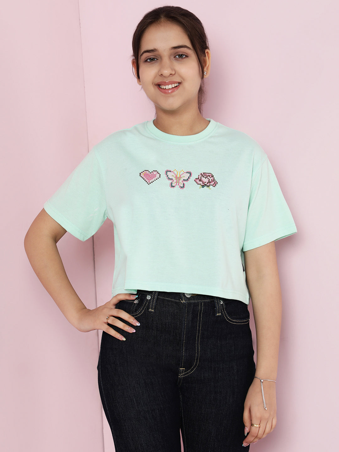 Lil Tomatoes Girls Cotton Crop Top- LTGREEN