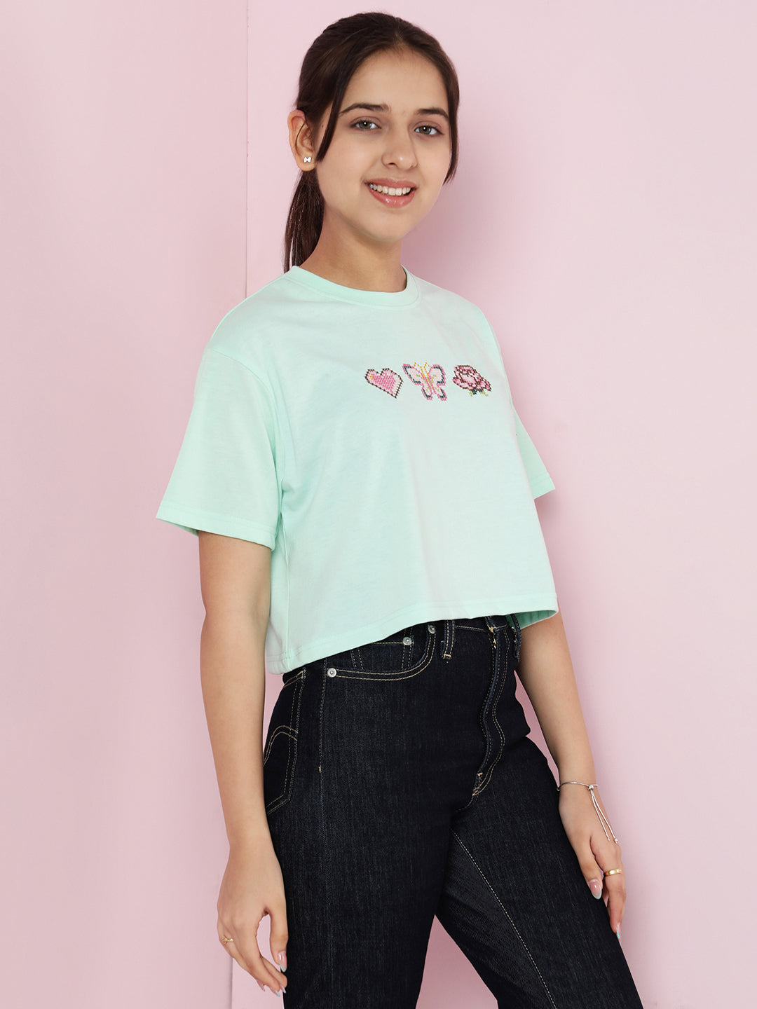 Lil Tomatoes Girls Cotton Crop Top- LTGREEN