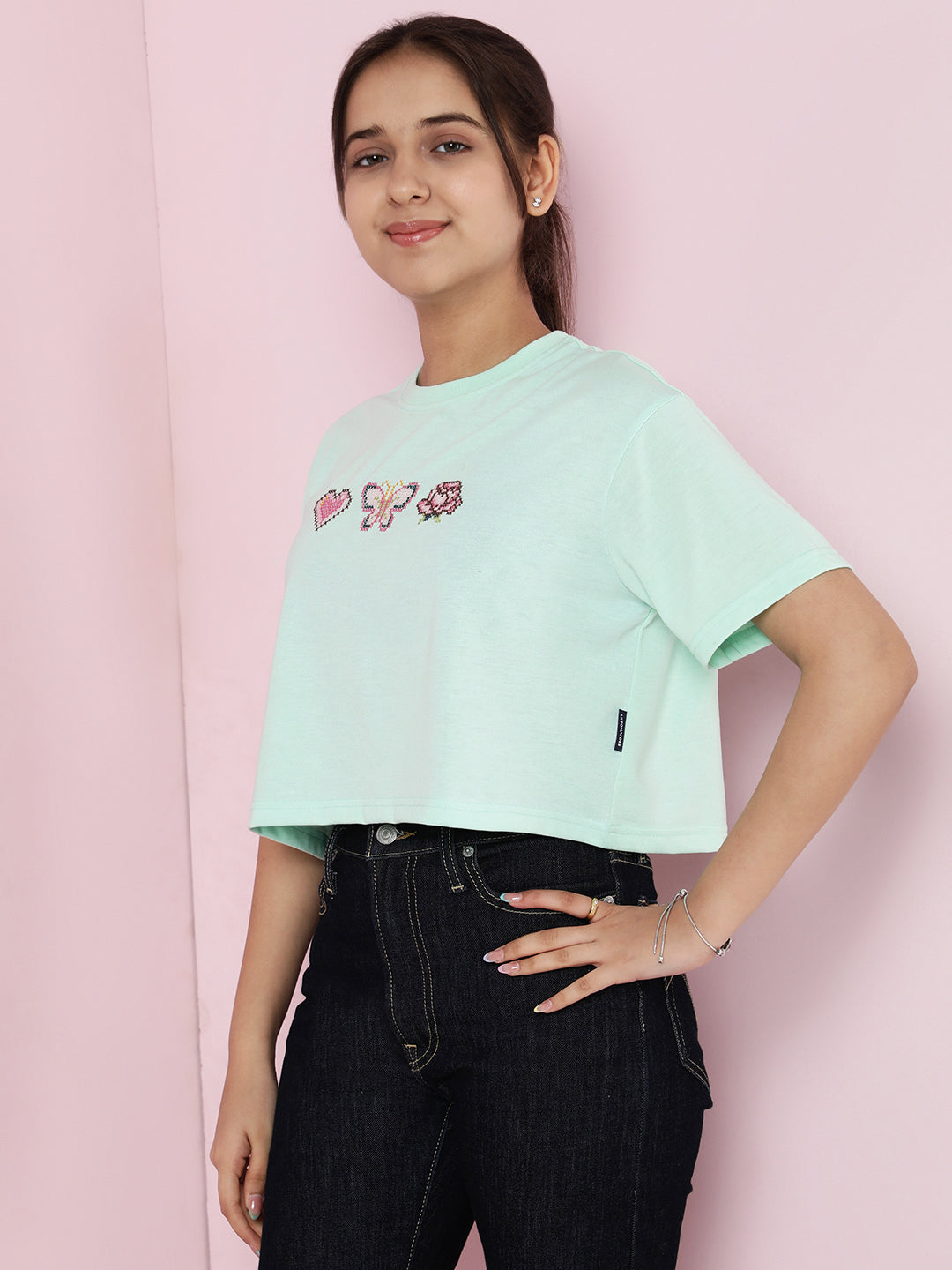Lil Tomatoes Girls Cotton Crop Top- LTGREEN