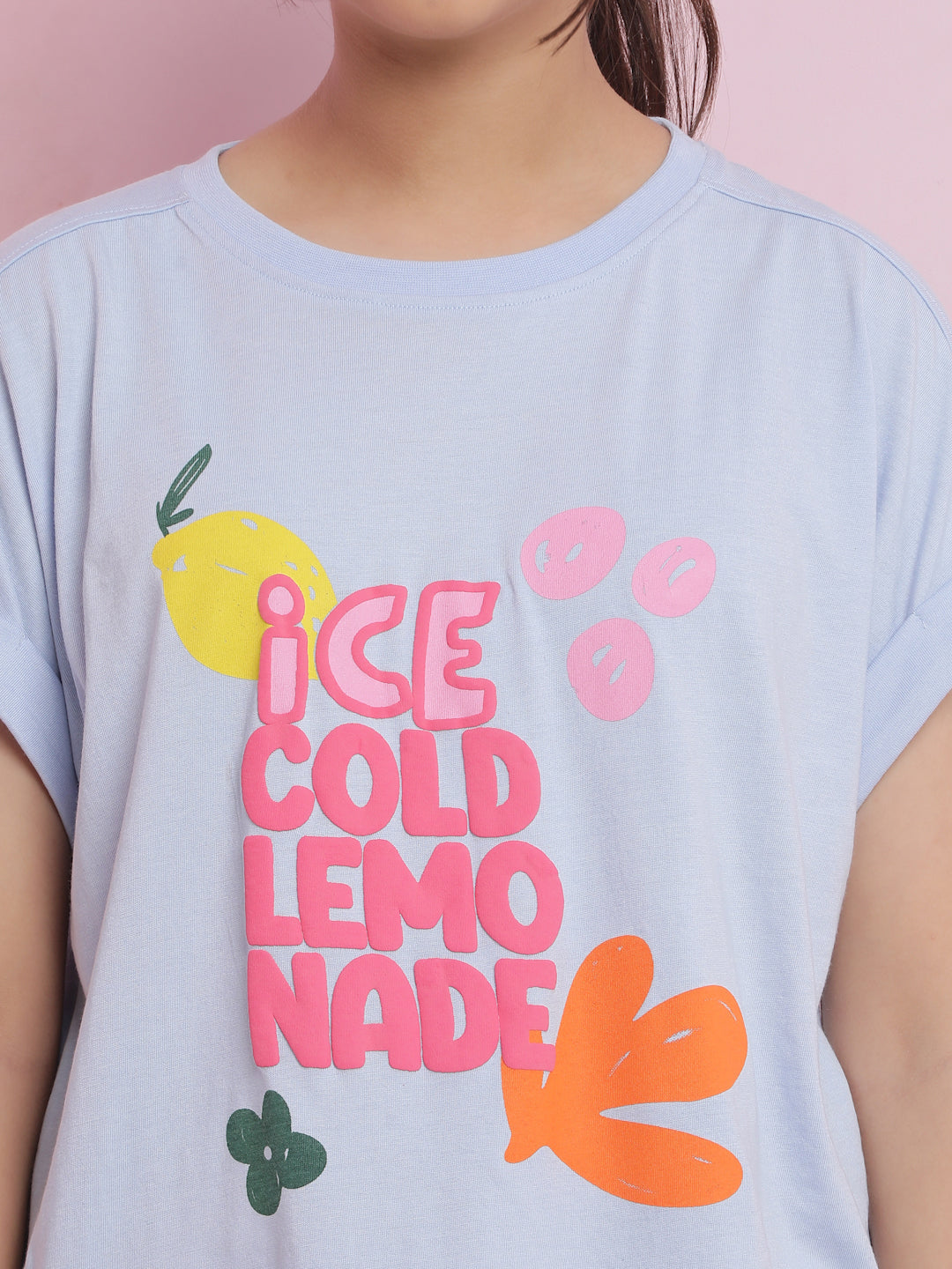 Lil Tomatoes Girls Cotton Crop Top-Blue