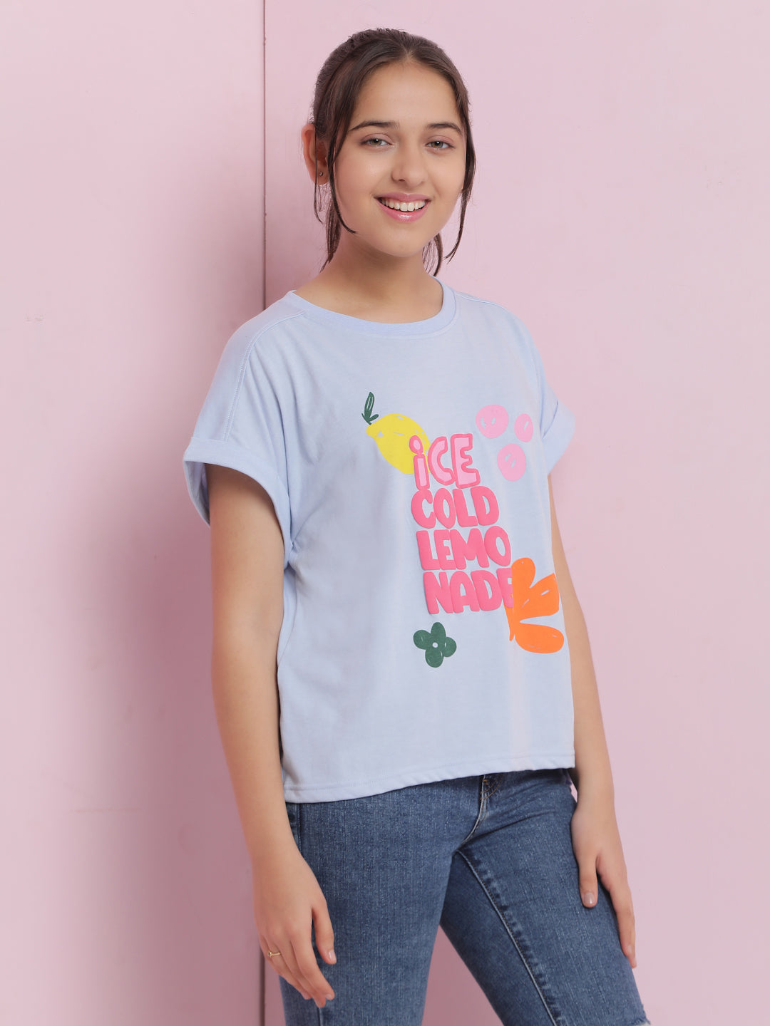 Lil Tomatoes Girls Cotton Crop Top-Blue