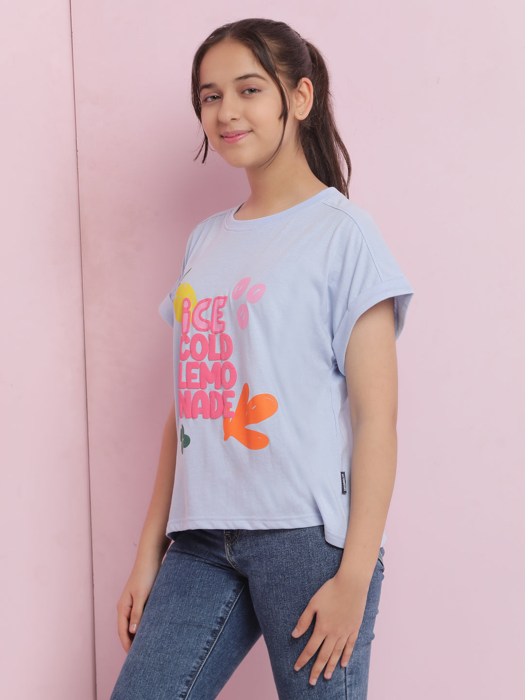 Lil Tomatoes Girls Cotton Crop Top-Blue