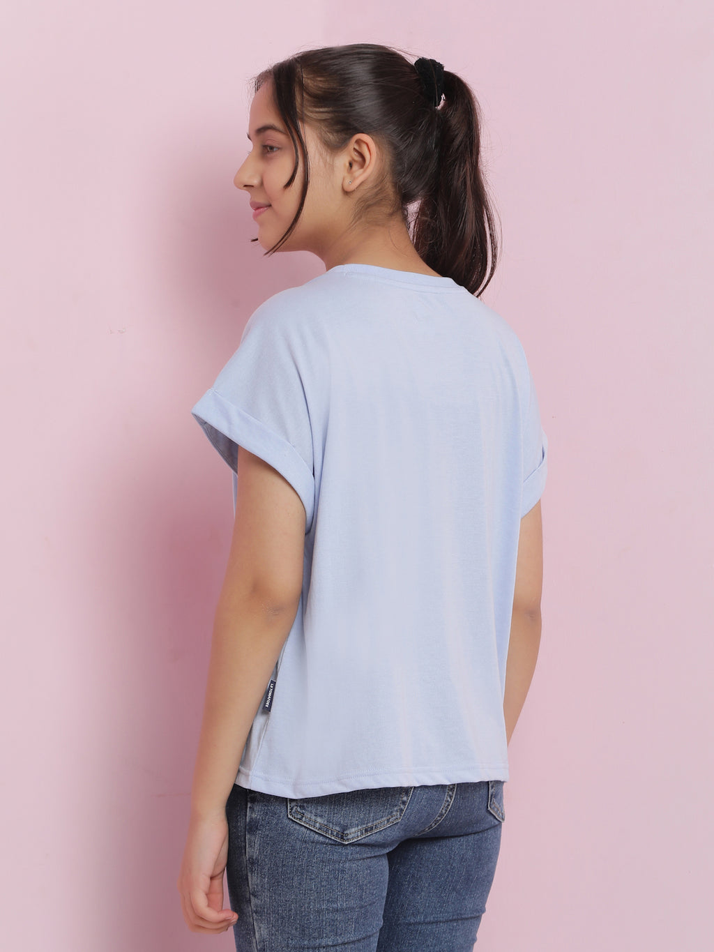 Lil Tomatoes Girls Cotton Crop Top-Blue