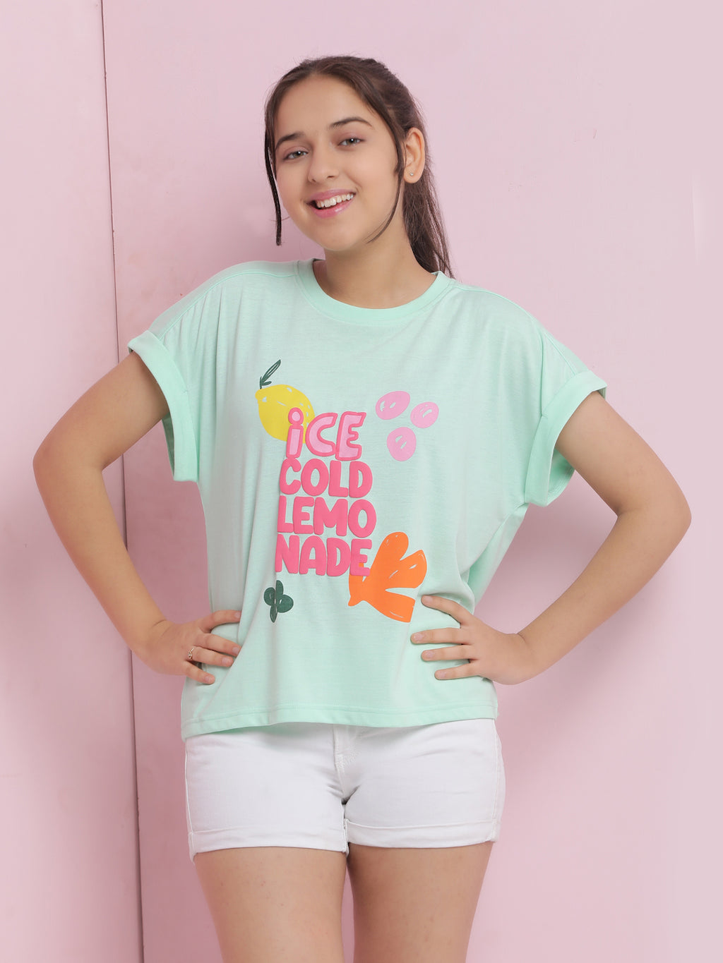 Lil Tomatoes Girls Cotton Crop Top-LtGreen