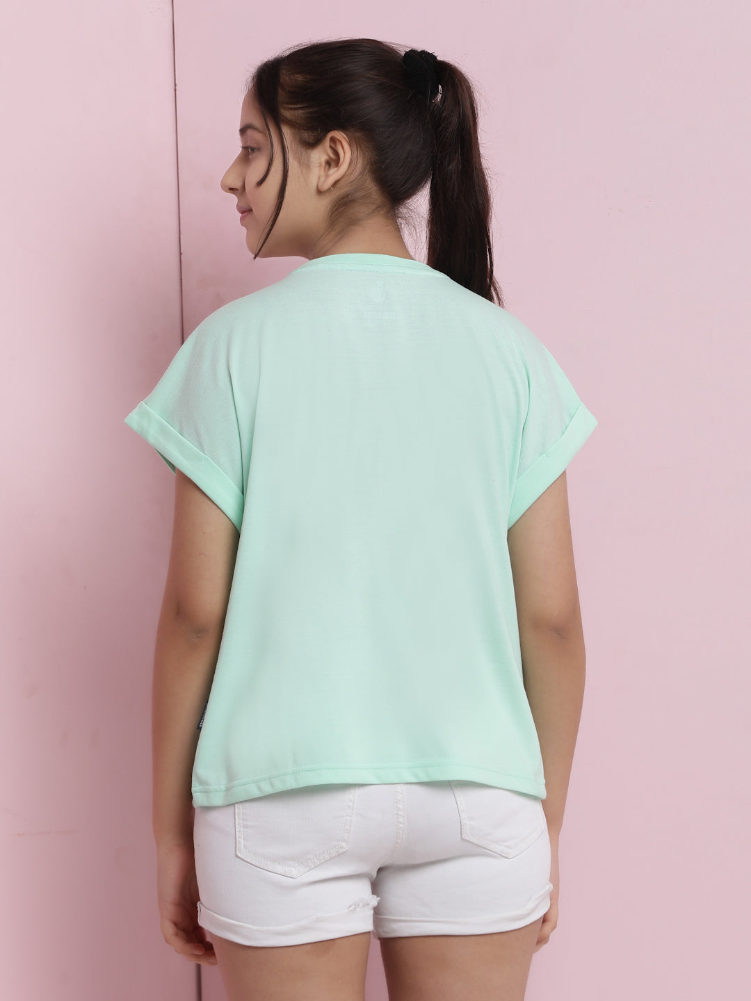 Lil Tomatoes Girls Cotton Crop Top-LtGreen
