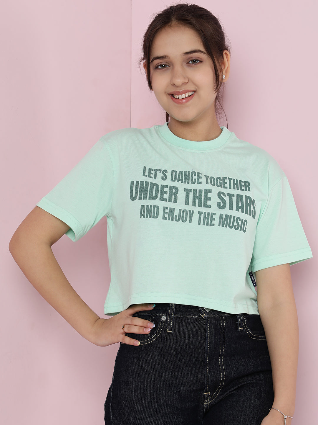 Lil Tomatoes Girls Cotton Crop Top- LTGREEN
