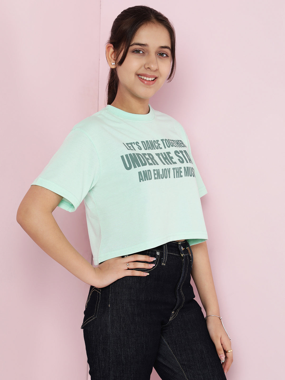 Lil Tomatoes Girls Cotton Crop Top- LTGREEN