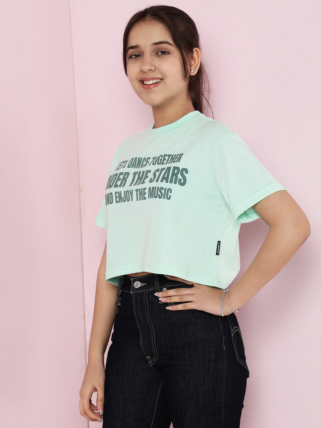 Lil Tomatoes Girls Cotton Crop Top- LTGREEN