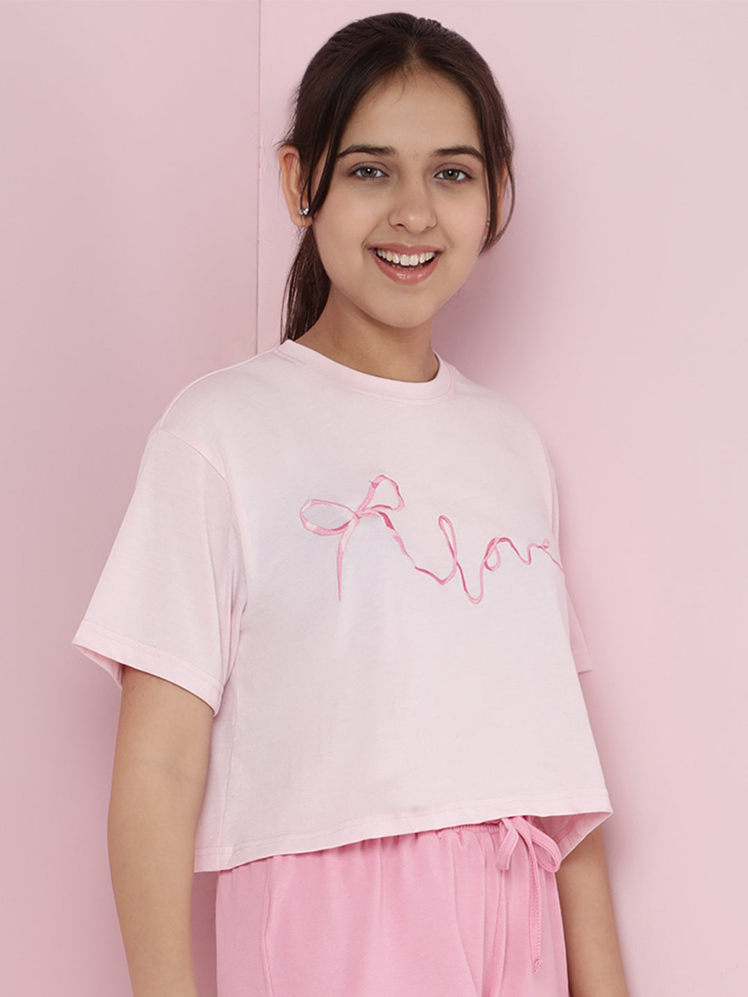 Lil Tomatoes Girls Cotton Crop Top- PINK