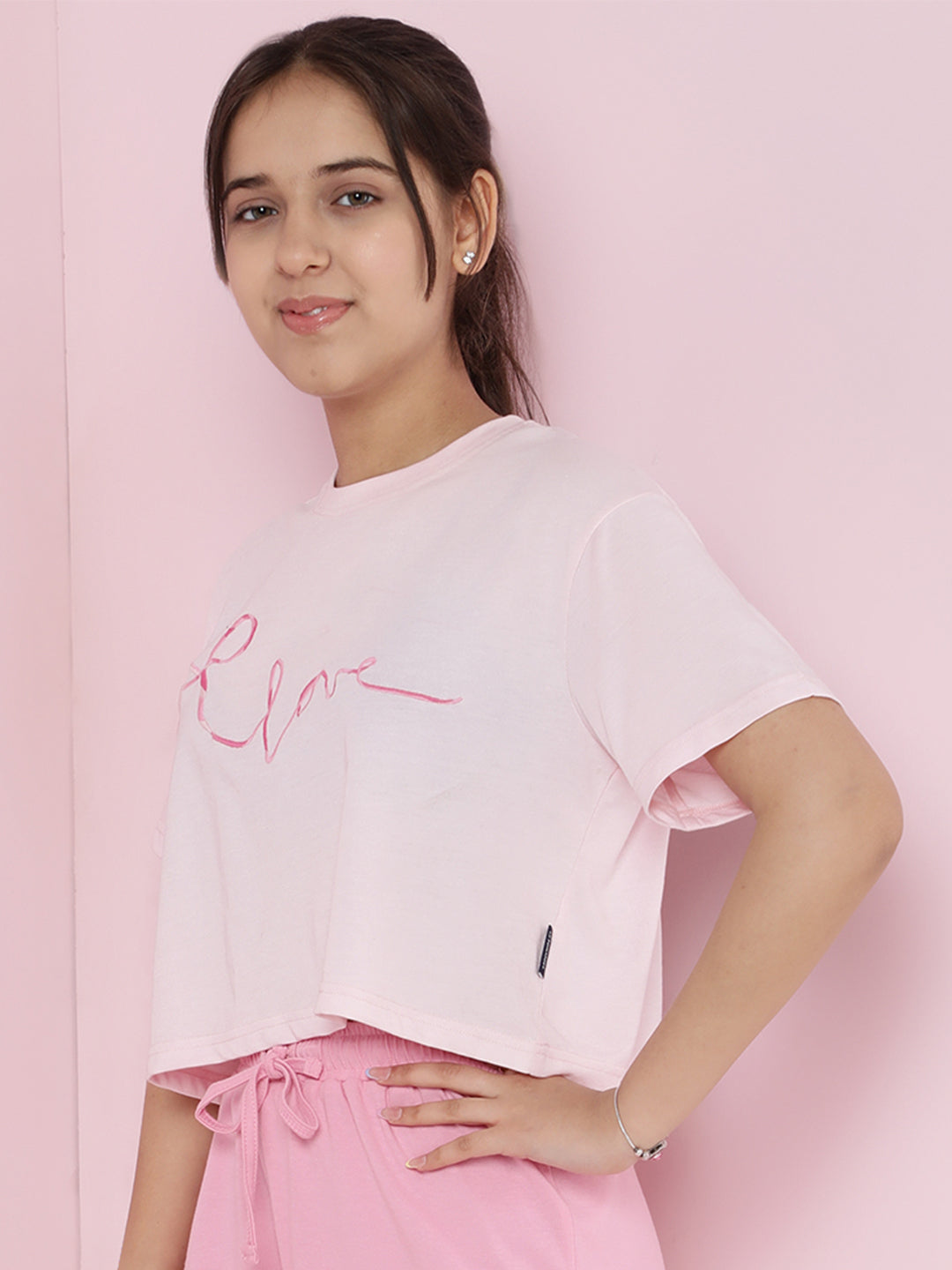 Lil Tomatoes Girls Cotton Crop Top- PINK