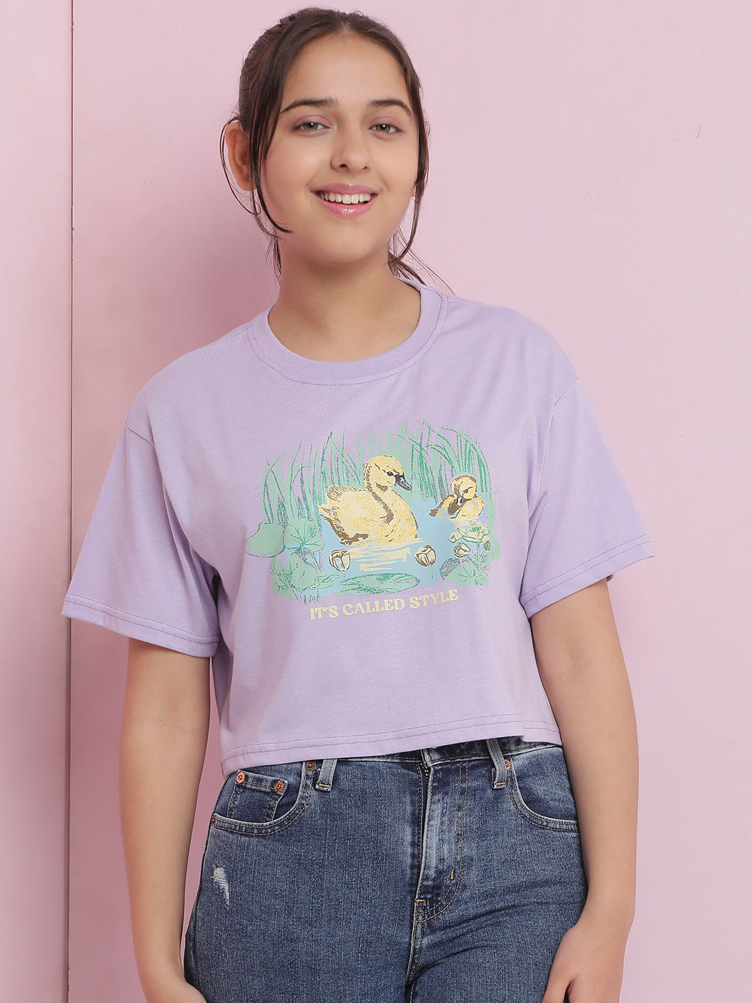 Lil Tomatoes Girls Cotton Crop Top-Purple