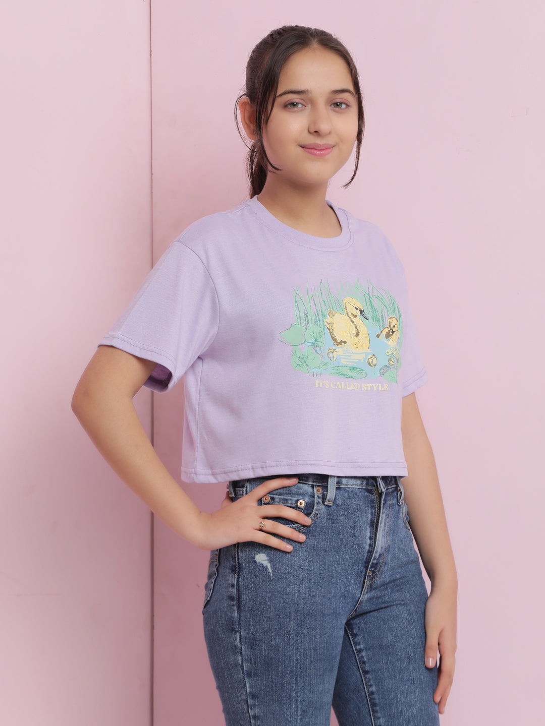 Lil Tomatoes Girls Cotton Crop Top-Purple