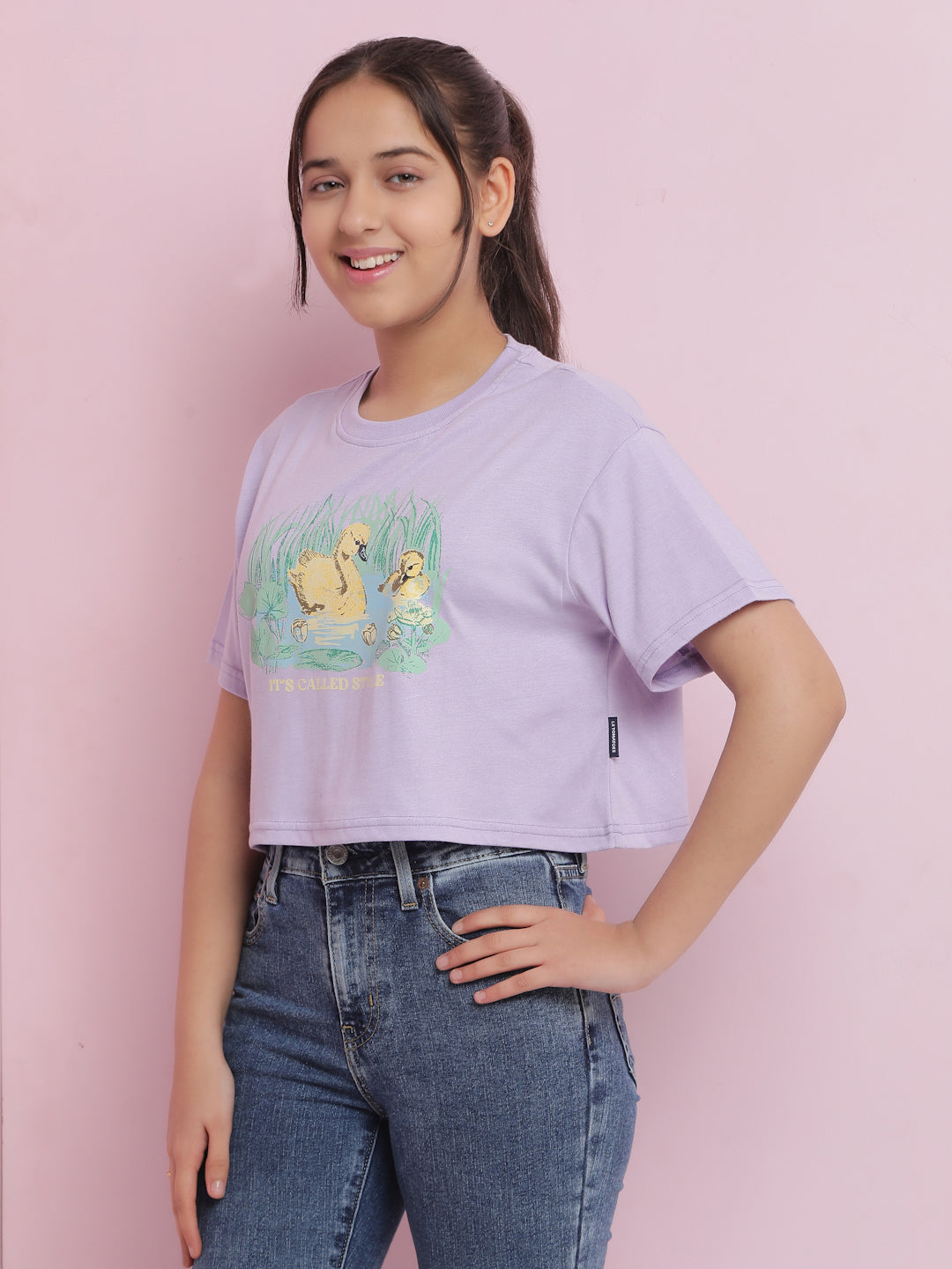 Lil Tomatoes Girls Cotton Crop Top-Purple
