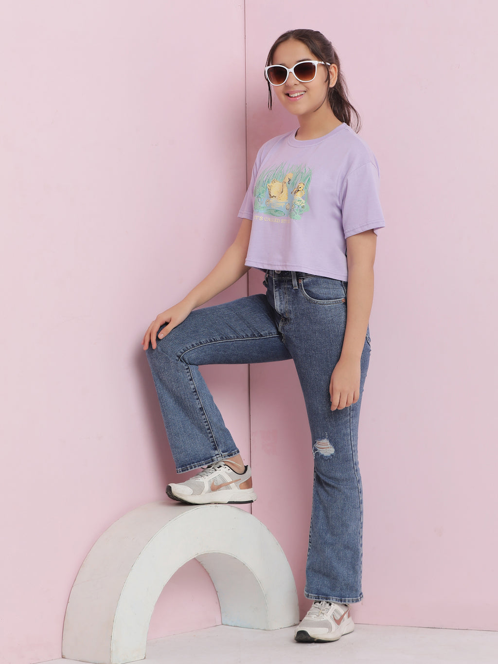 Lil Tomatoes Girls Cotton Crop Top-Purple