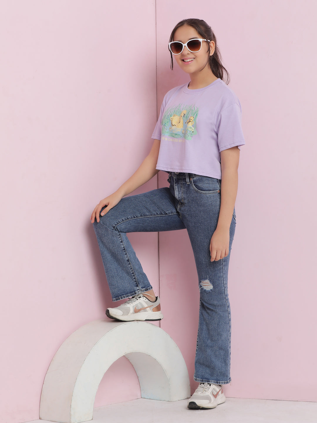 Lil Tomatoes Girls Cotton Crop Top-Purple