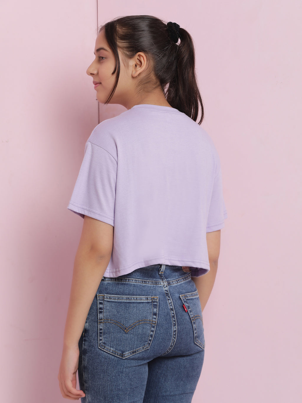 Lil Tomatoes Girls Cotton Crop Top-Purple