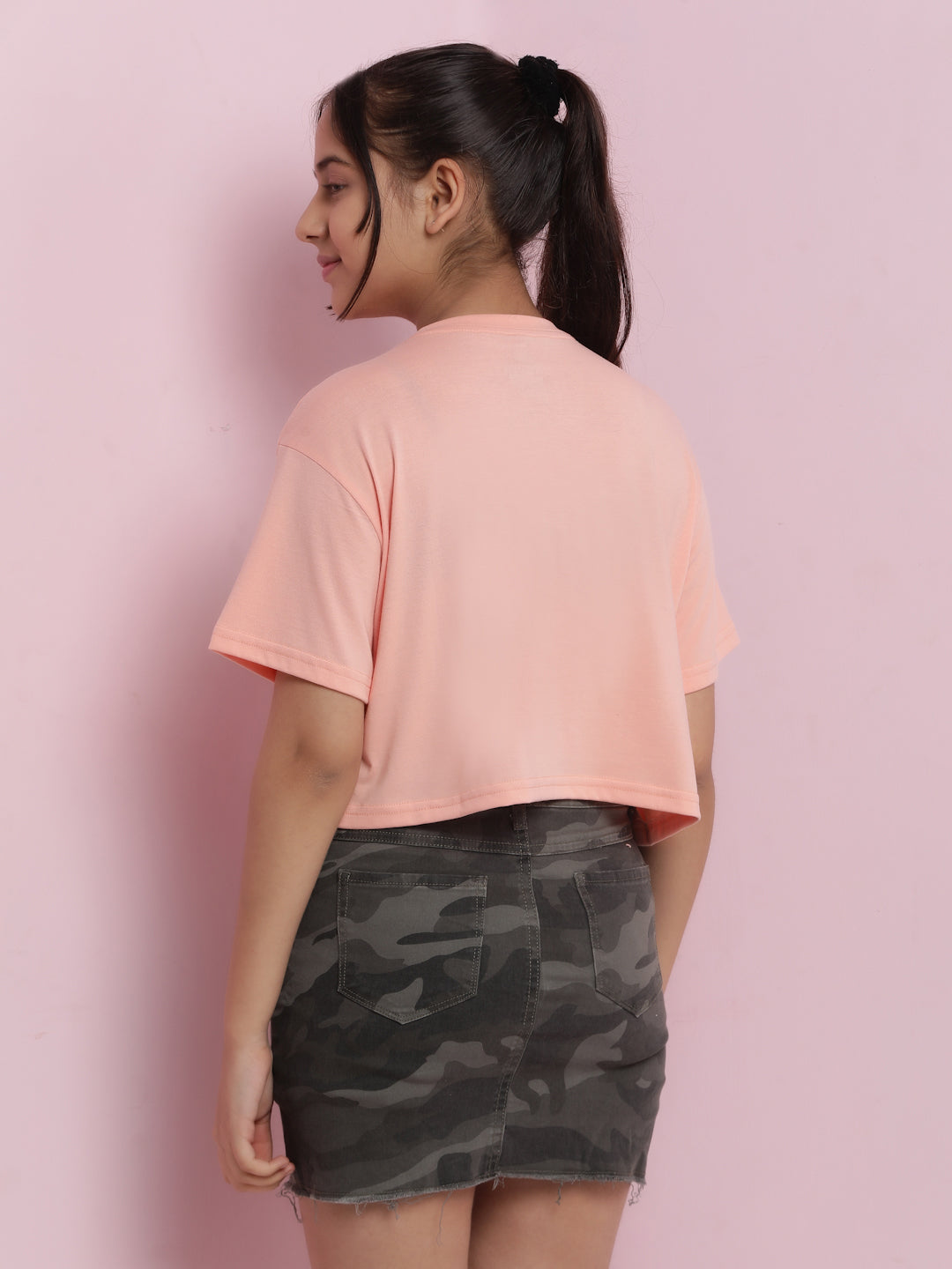 Lil Tomatoes Girls Cotton Crop Top-Peach