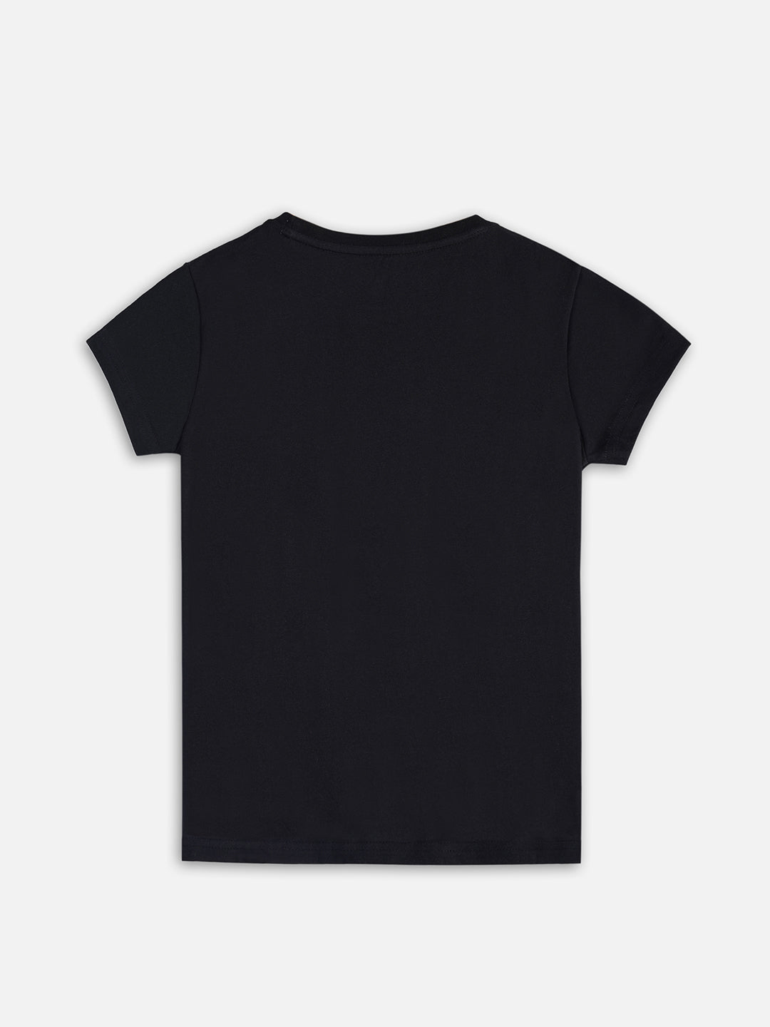 Lil Tomatoes Cotton Half Sleeves Attitude & Love Tex Printed Top-BLACK