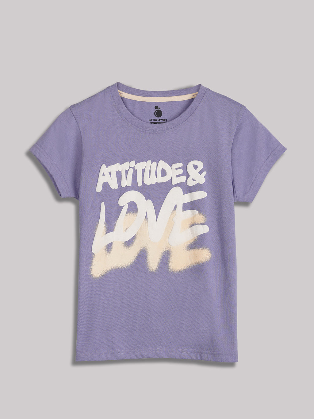 Lil Tomatoes Cotton Half Sleeves Attitude & Love Tex Printed Top-LTPURPLE