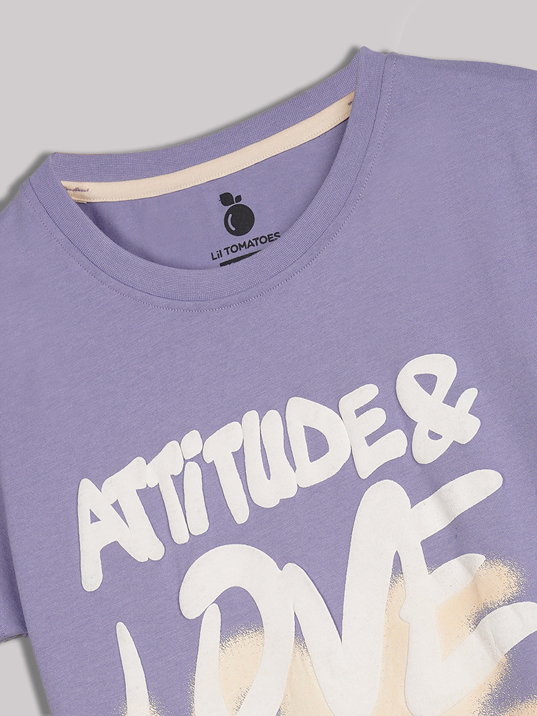 Lil Tomatoes Cotton Half Sleeves Attitude & Love Tex Printed Top-LTPURPLE