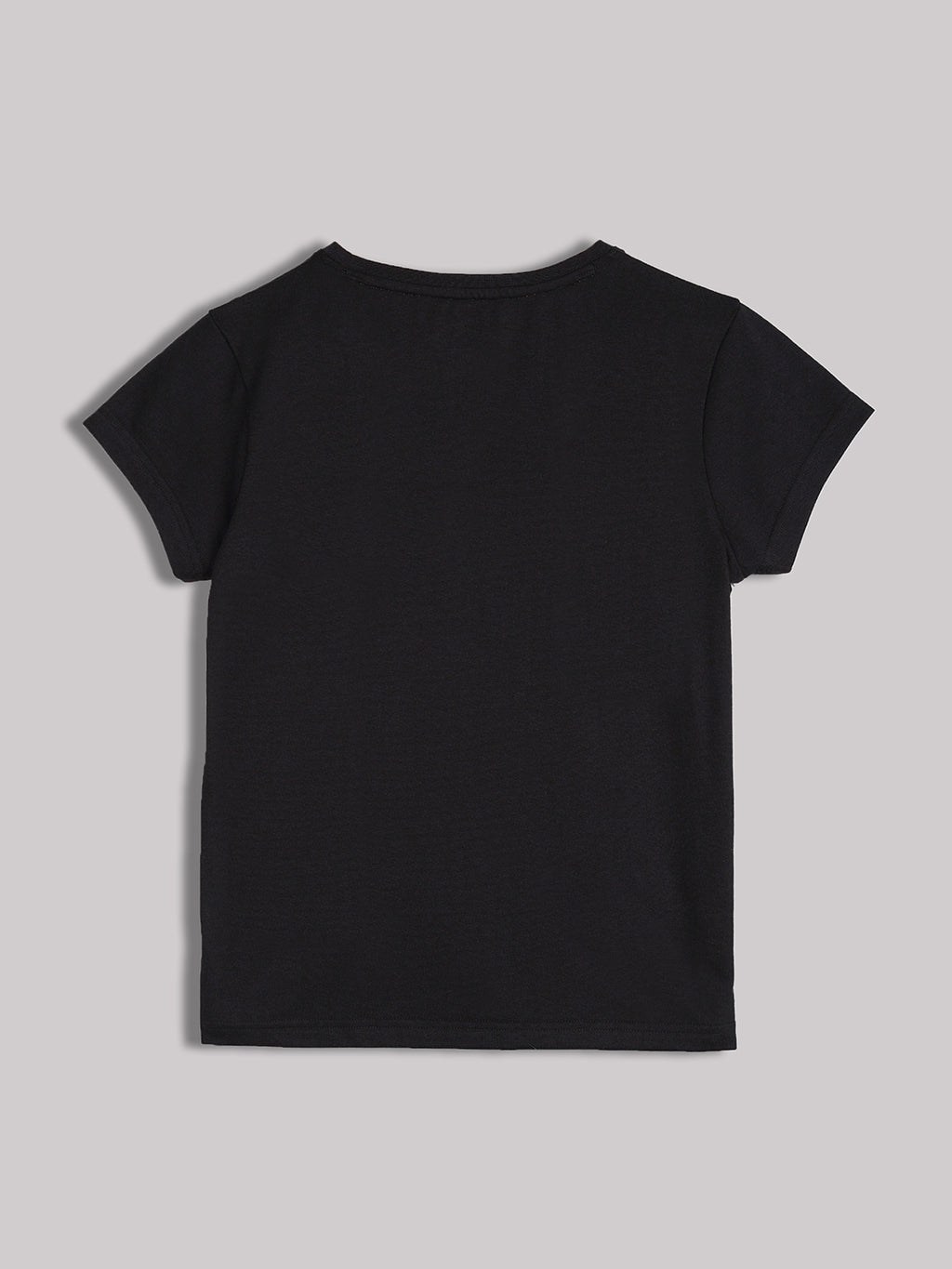 Lil Tomatoes Cotton Half Sleeves Graphic Printed Top-BLACK