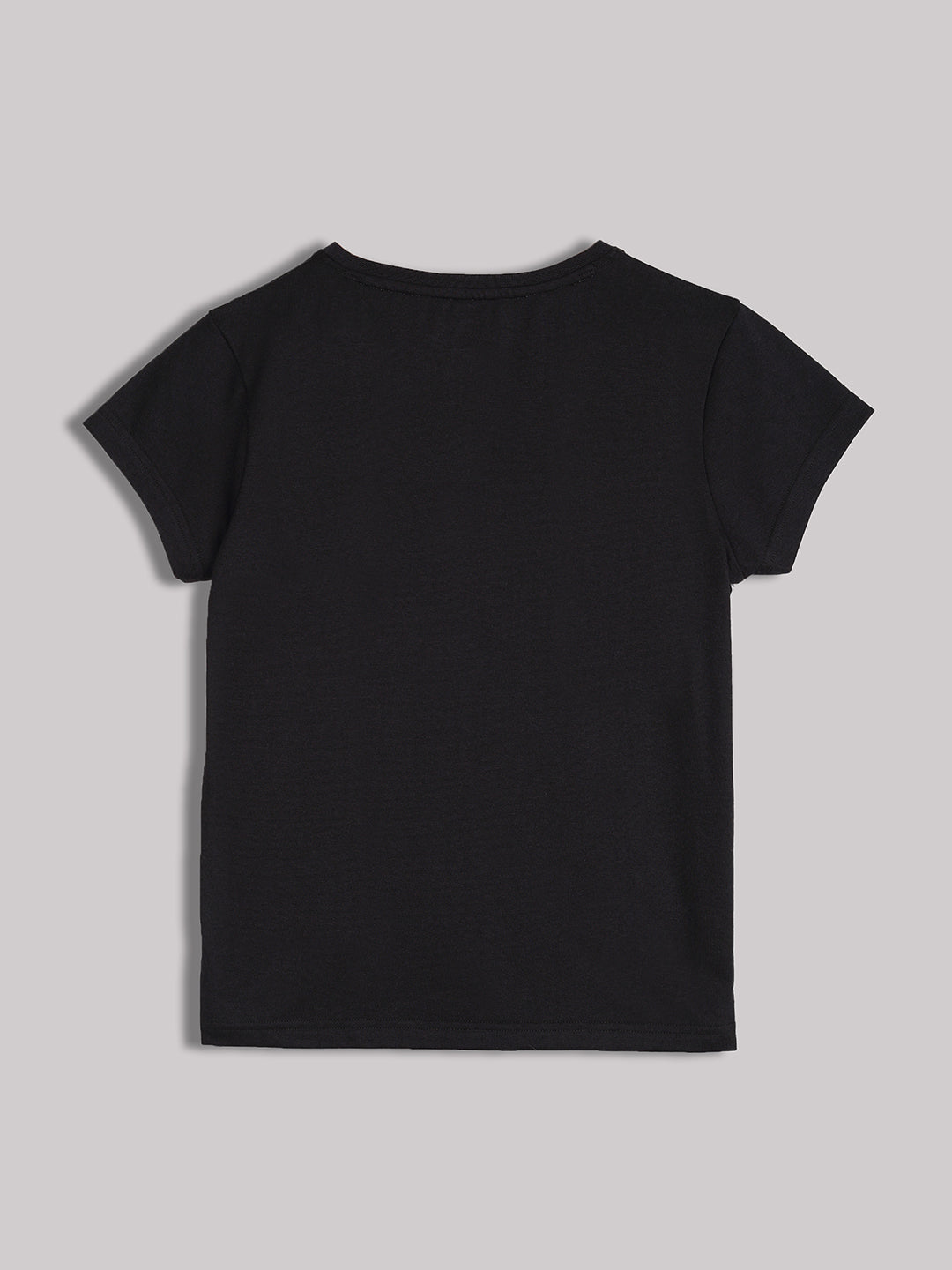 Lil Tomatoes Cotton Half Sleeves Graphic Printed Top-BLACK