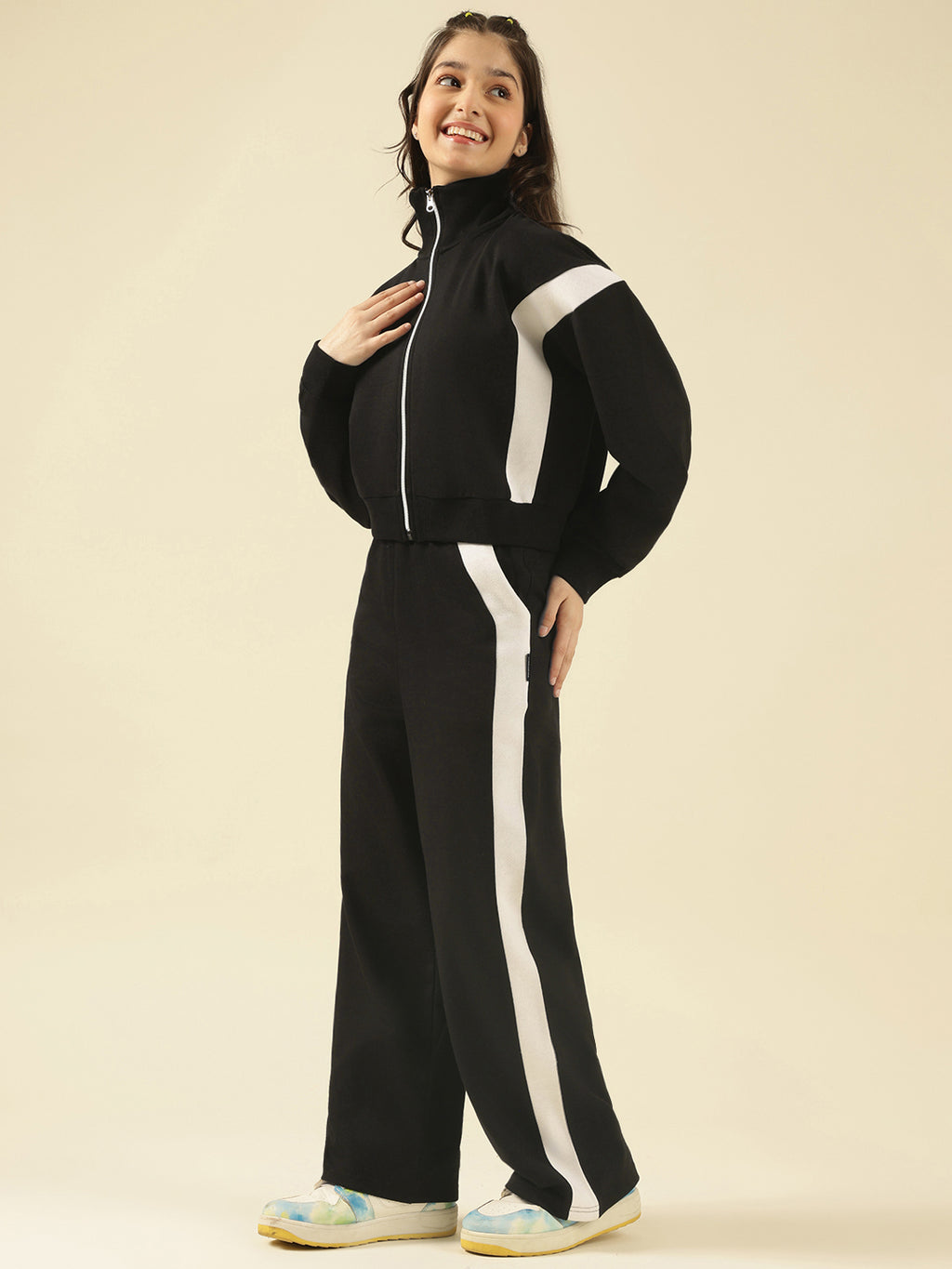 Lil Tomatoes Girls Cotton Fleece Track Suits- BLACK