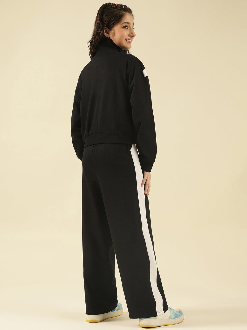 Lil Tomatoes Girls Cotton Fleece Track Suits- BLACK