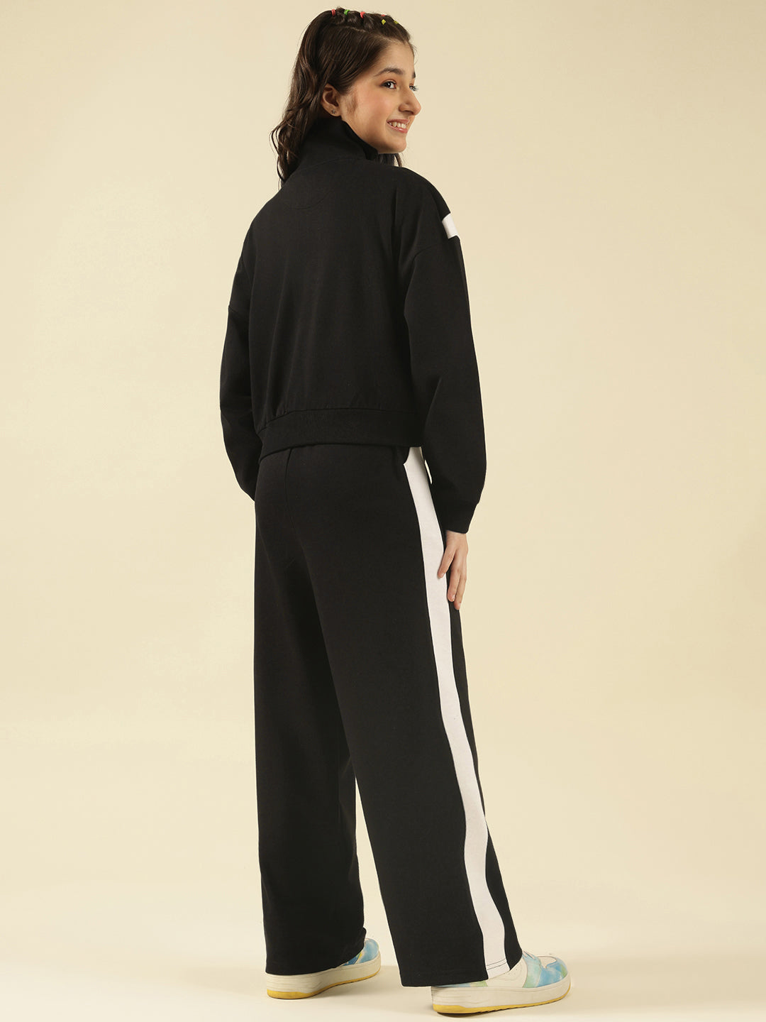 Lil Tomatoes Girls Cotton Fleece Track Suits- BLACK