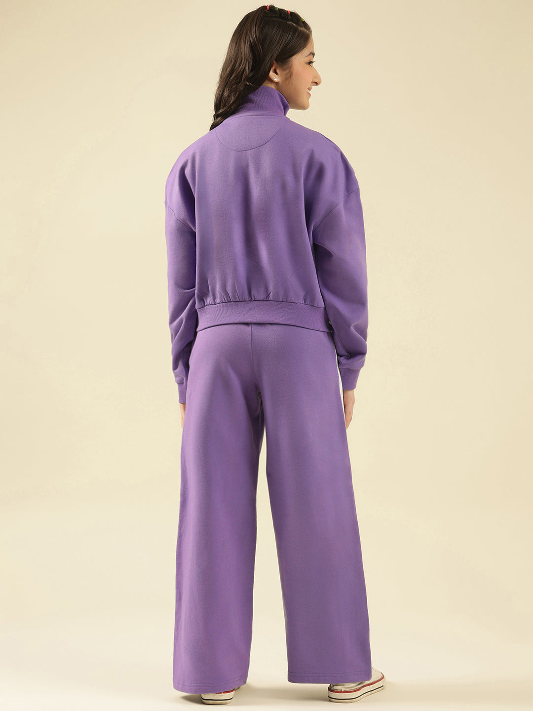 Lil Tomatoes Girls Cotton Fleece Track Suits- LAVENDER