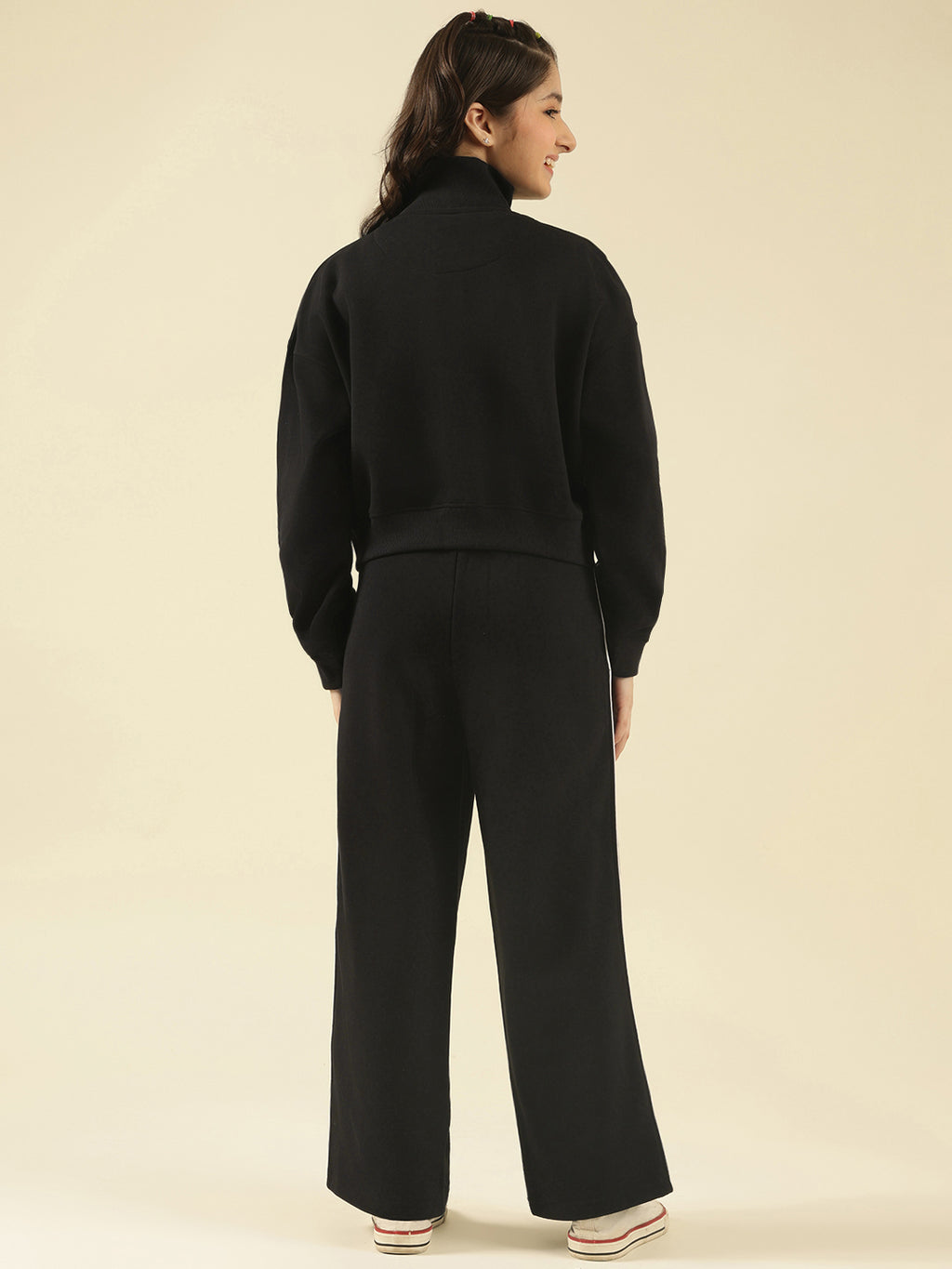 Lil Tomatoes Girls Cotton Fleece Track Suits- BLACK