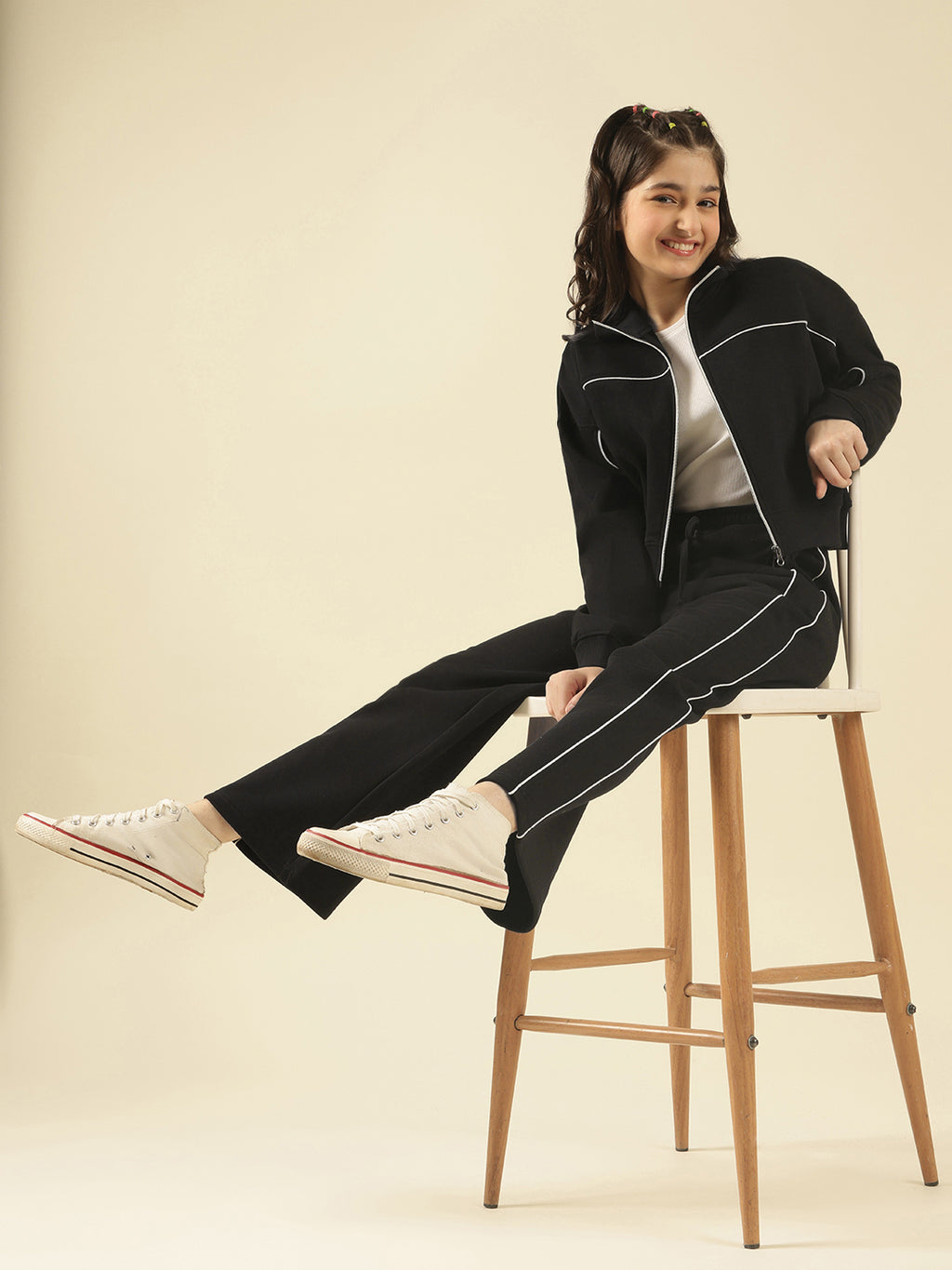 Lil Tomatoes Girls Cotton Fleece Track Suits- BLACK