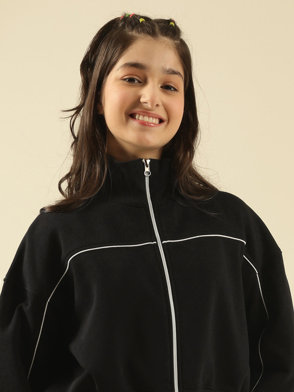 Lil Tomatoes Girls Cotton Fleece Track Suits- BLACK
