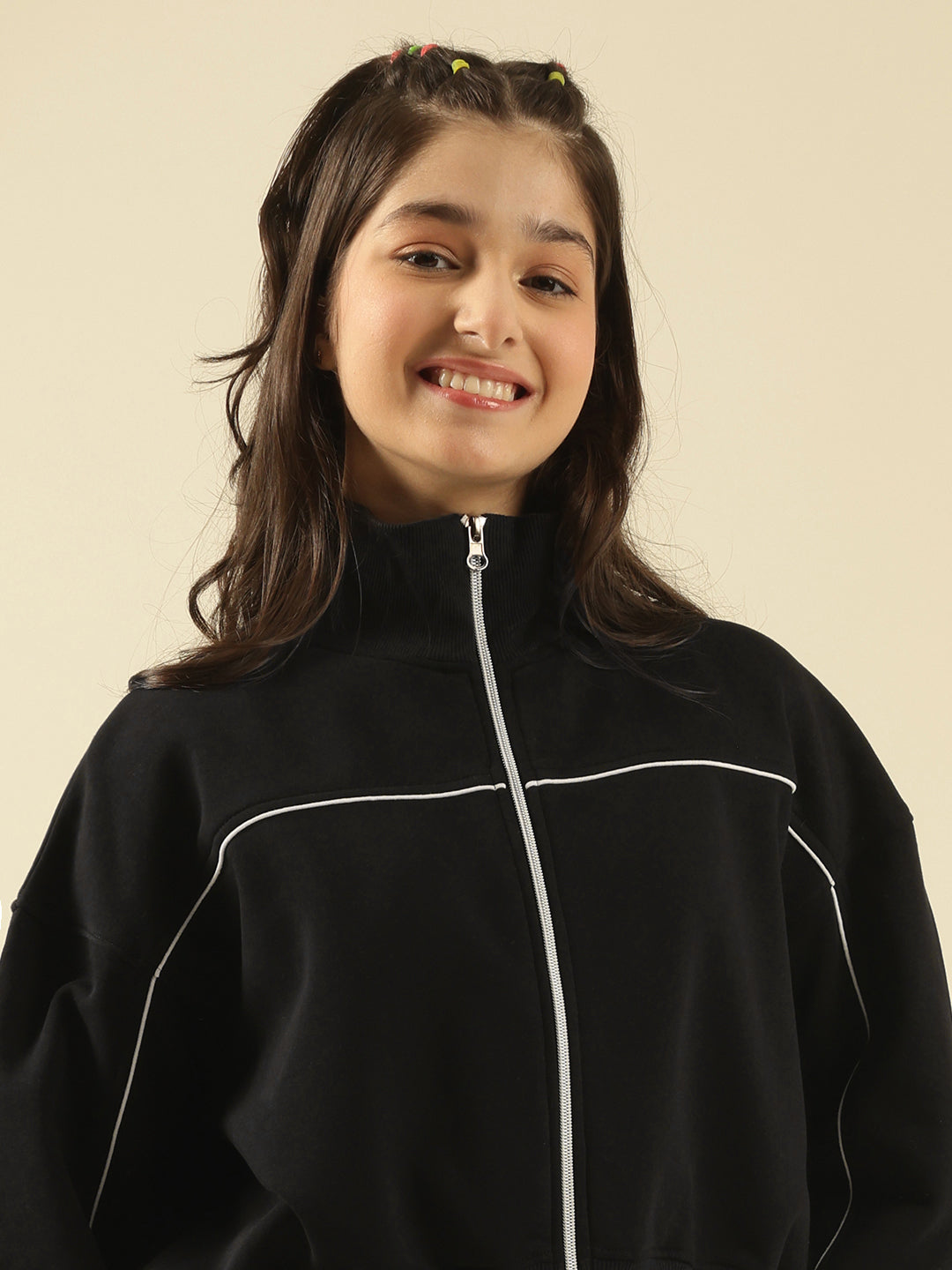 Lil Tomatoes Girls Cotton Fleece Track Suits- BLACK