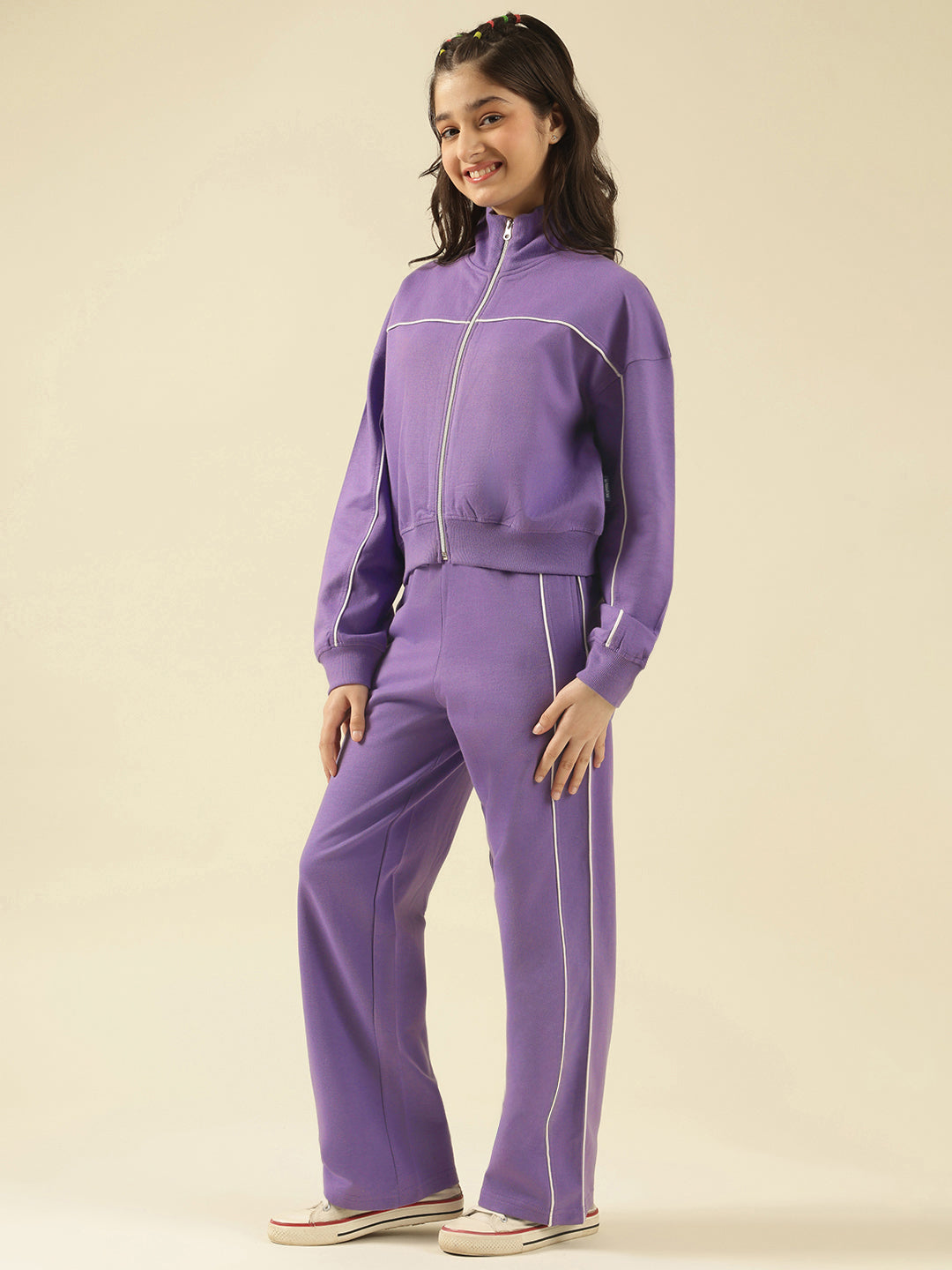 Lil Tomatoes Girls Cotton Fleece Track Suits- LAVENDER