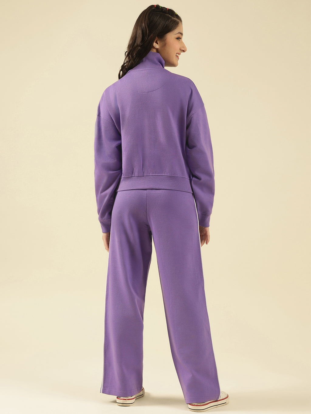 Lil Tomatoes Girls Cotton Fleece Track Suits- LAVENDER