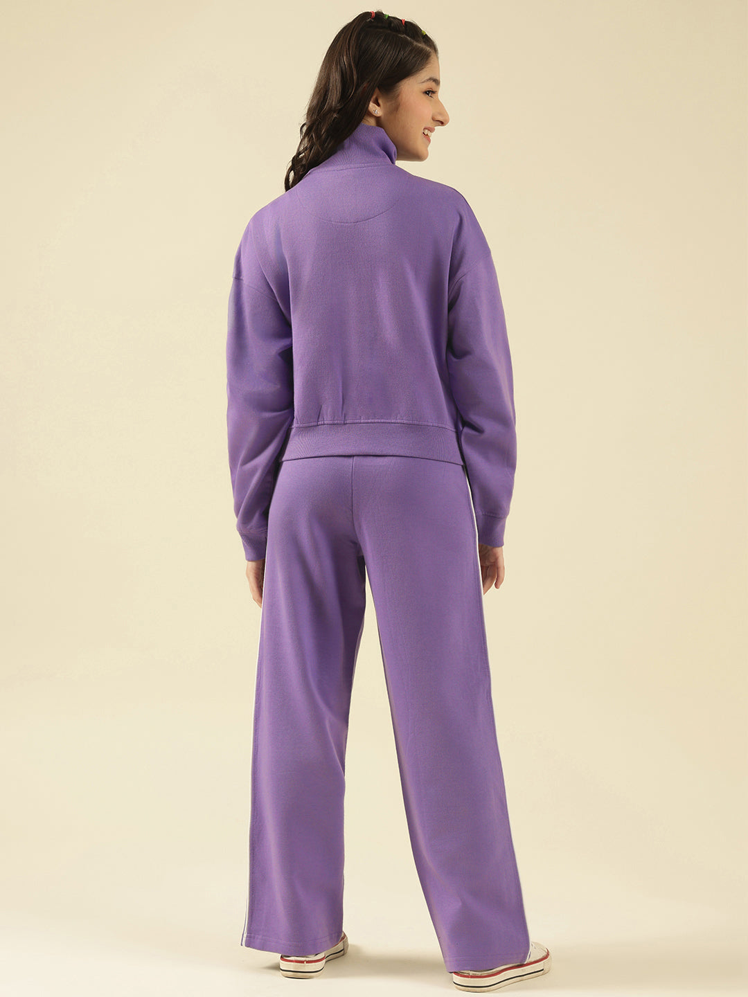 Lil Tomatoes Girls Cotton Fleece Track Suits- LAVENDER
