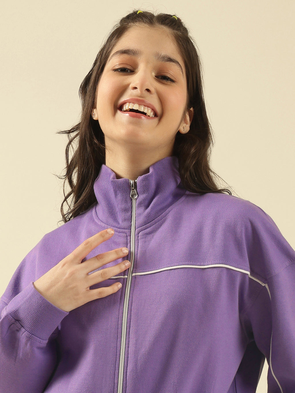 Lil Tomatoes Girls Cotton Fleece Track Suits- LAVENDER